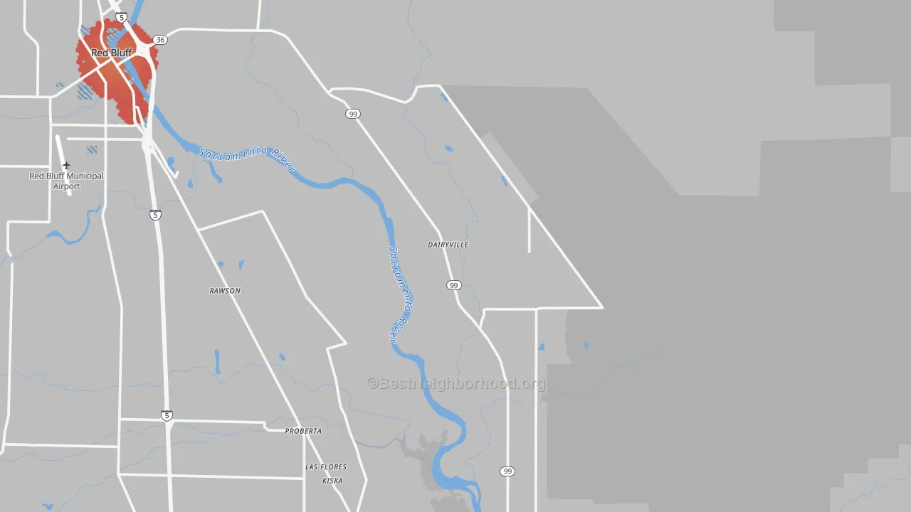 Transit Grade map of Dairyville, CA