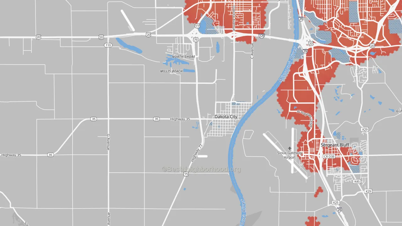 Transit Grade map of Dakota City, NE