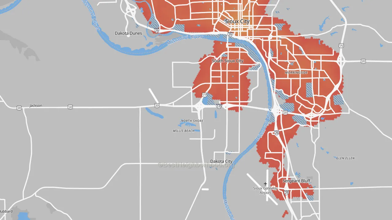 Transit Grade map of Dakota County, NE