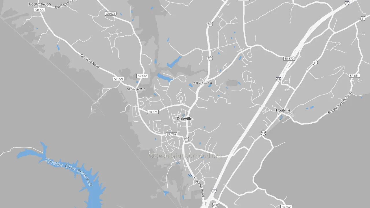 Transit Grade map of Daleville, VA