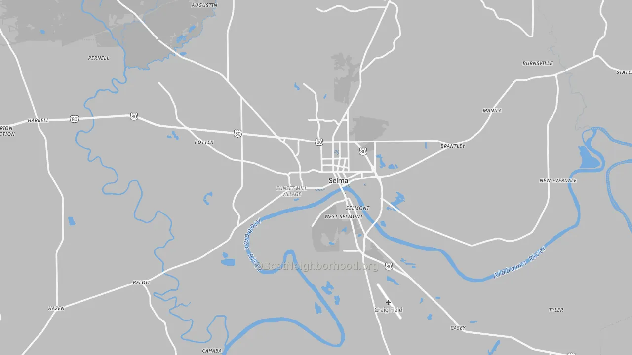 Transit Grade map of Dallas County, AL