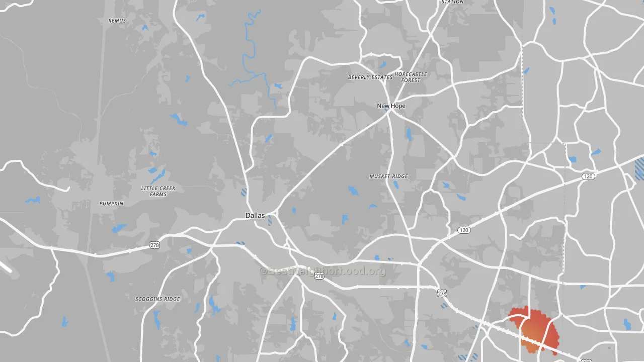 Transit Grade map of Dallas, GA