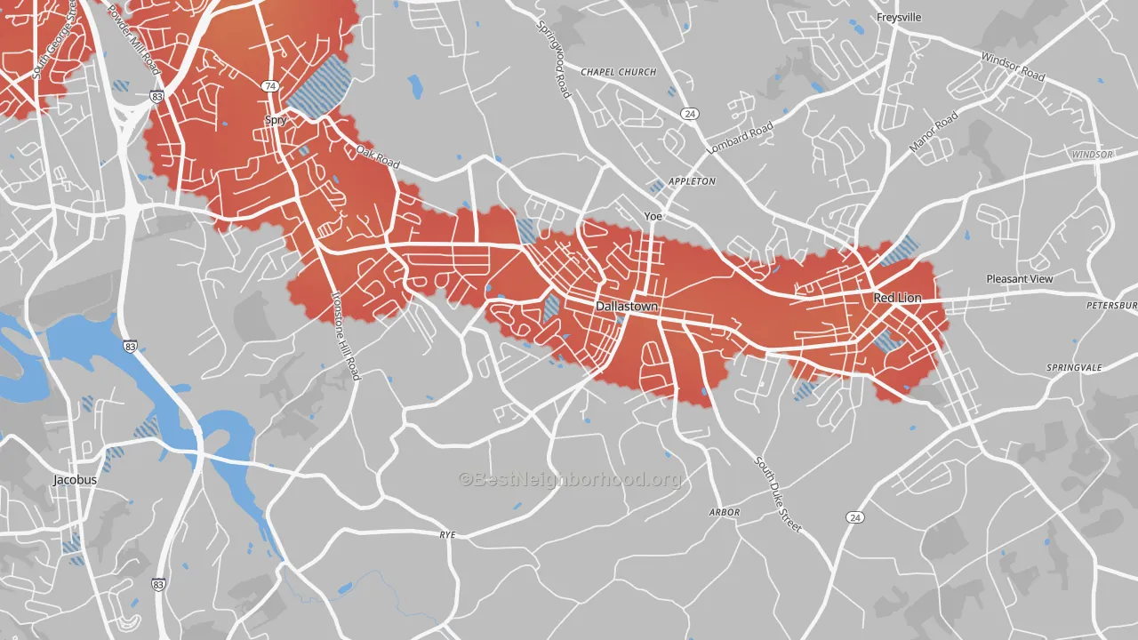 Transit Grade map of Dallastown, PA
