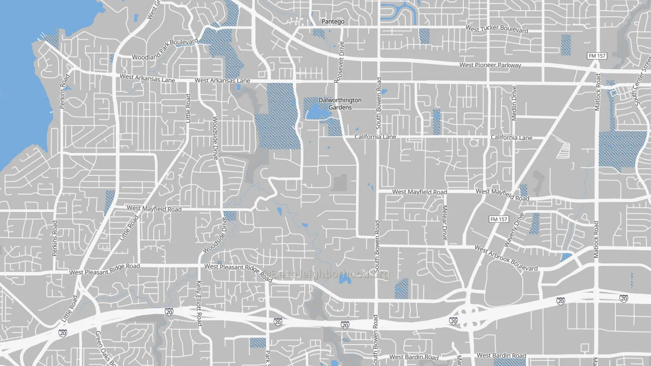Transit Grade map of Dalworthington Gardens, TX