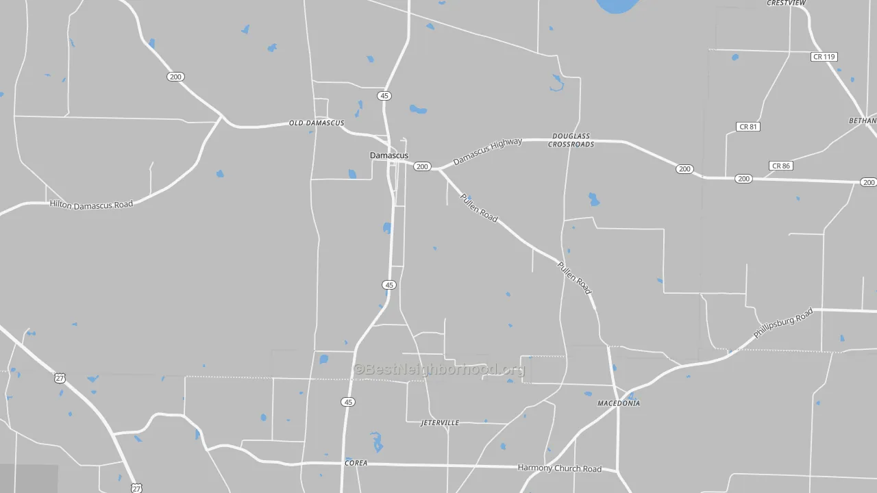 Transit Grade map of Damascus, GA