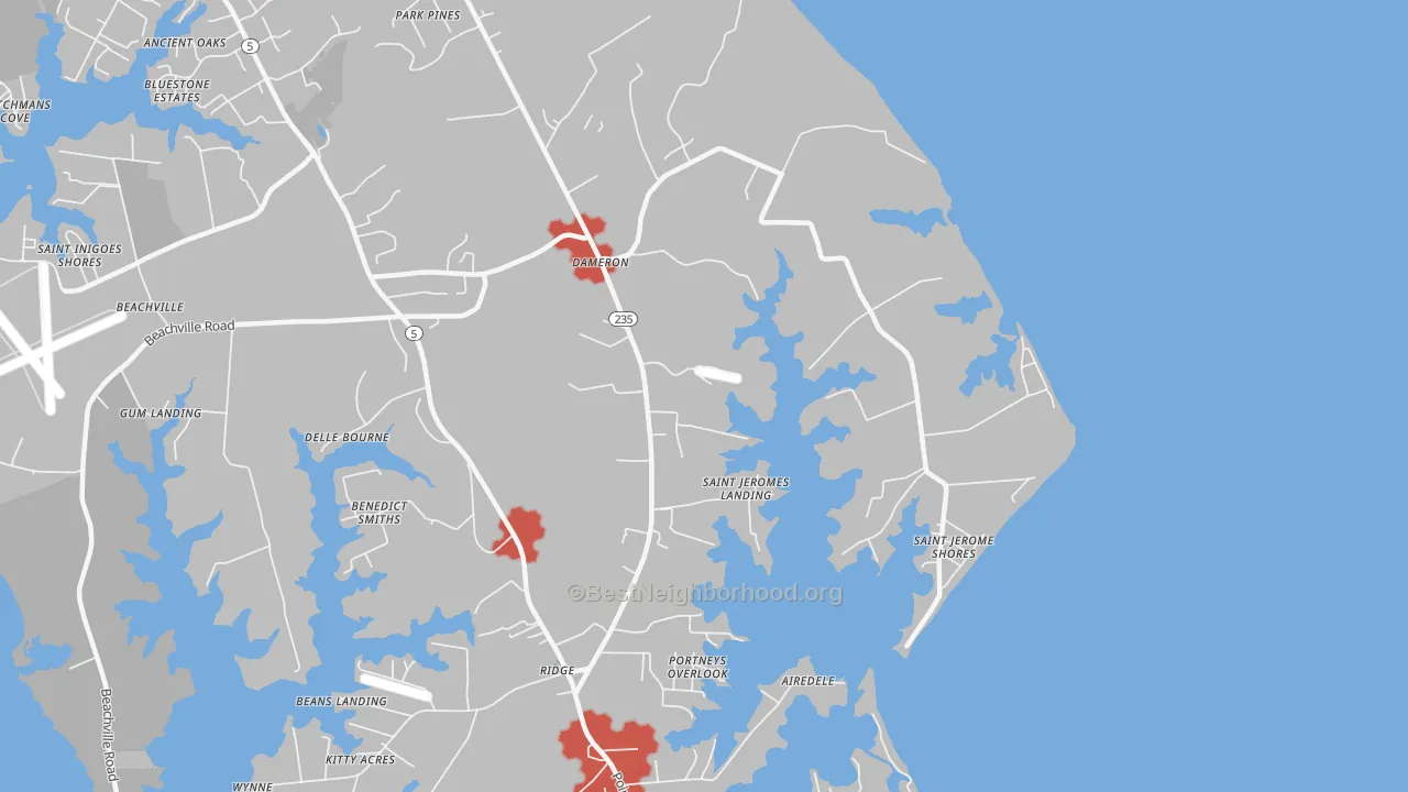 Transit Grade map of Dameron, MD