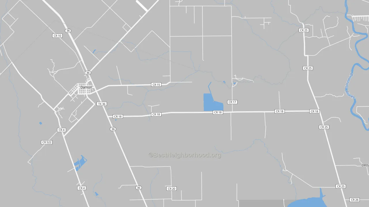 Transit Grade map of Damon, TX