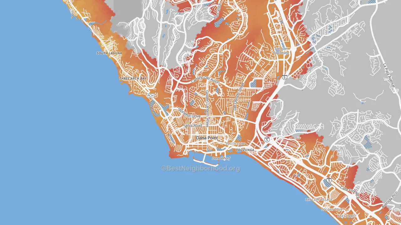 Transit Grade map of Dana Point, CA