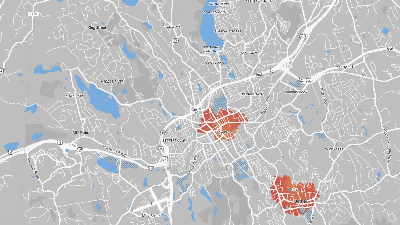 Transit Grade map of Danbury, CT