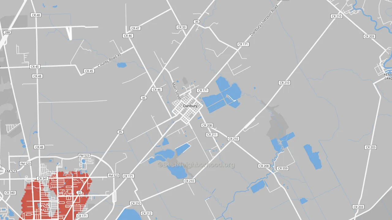 Transit Grade map of Danbury, TX