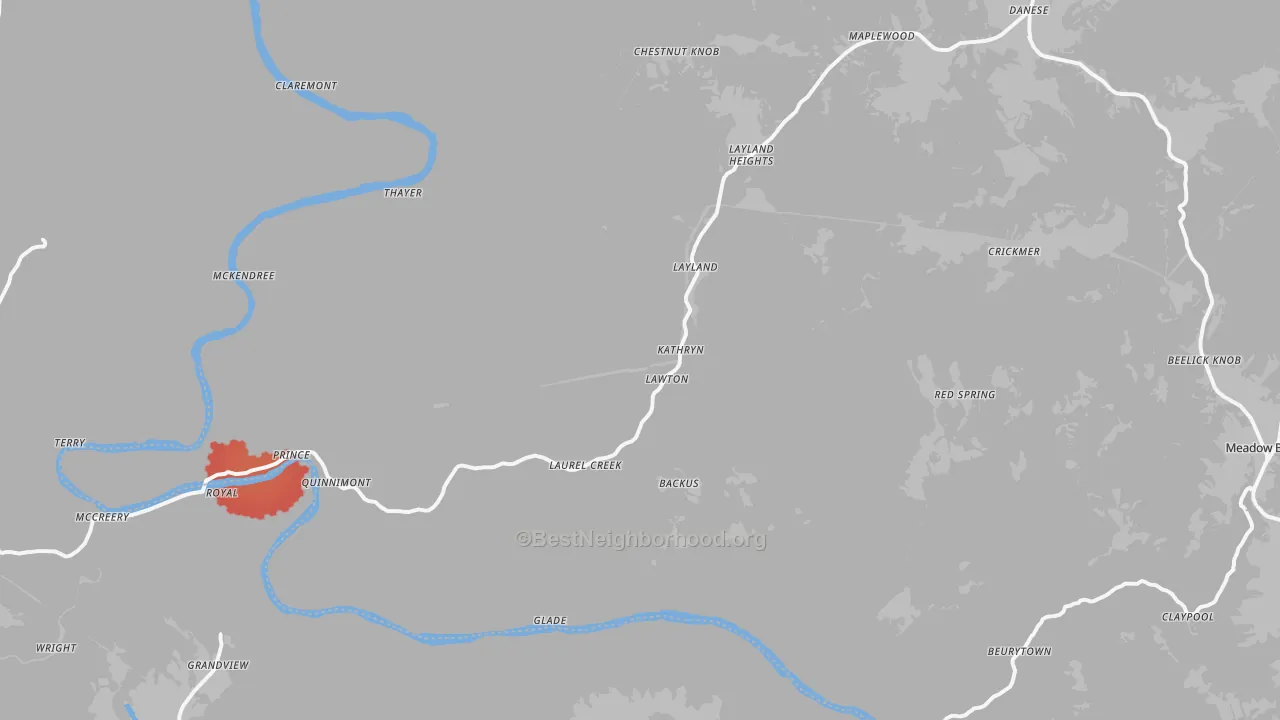 Transit Grade map of Danese, WV