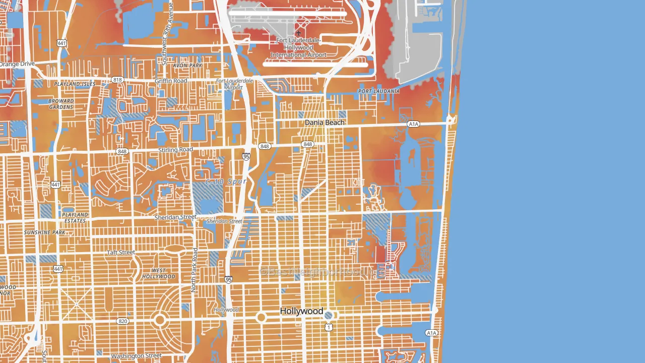 Transit Grade map of Dania, FL