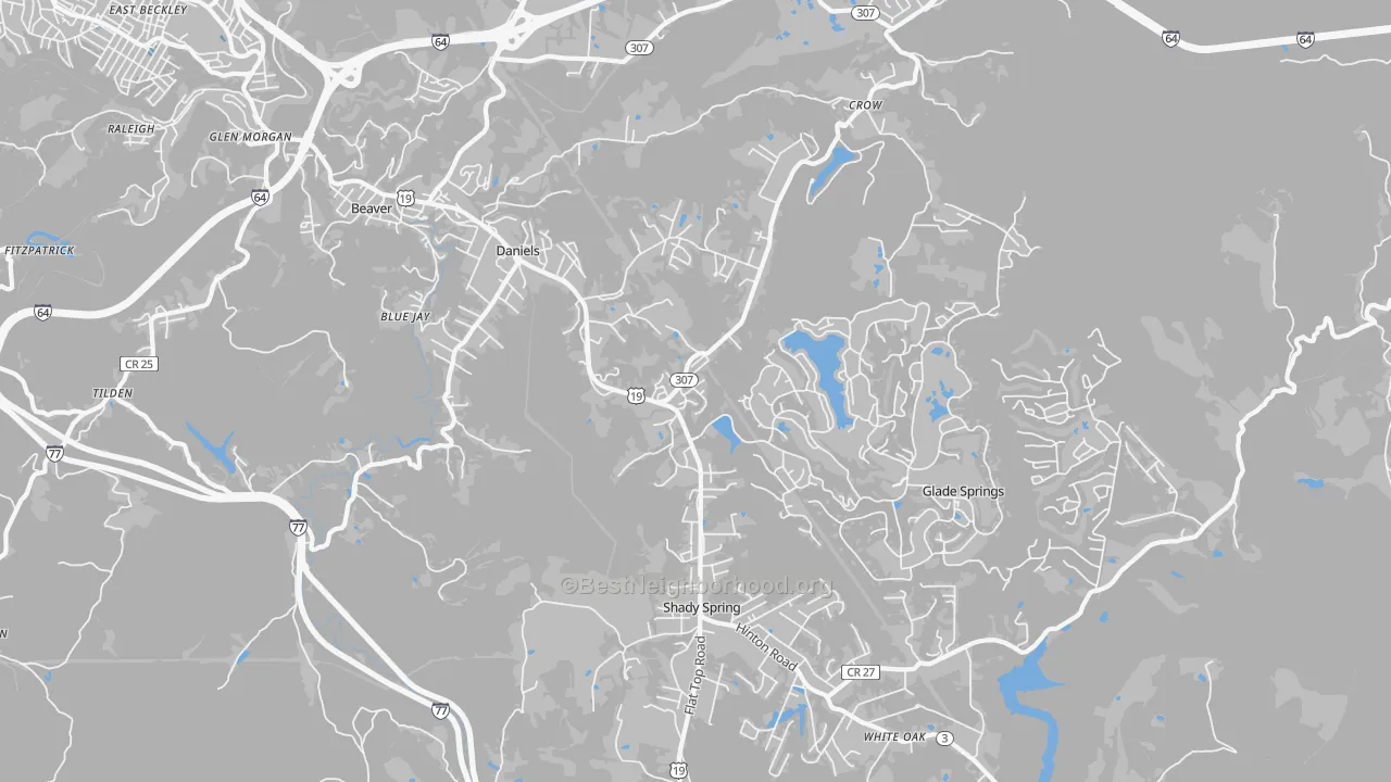 Transit Grade map of Daniels, WV