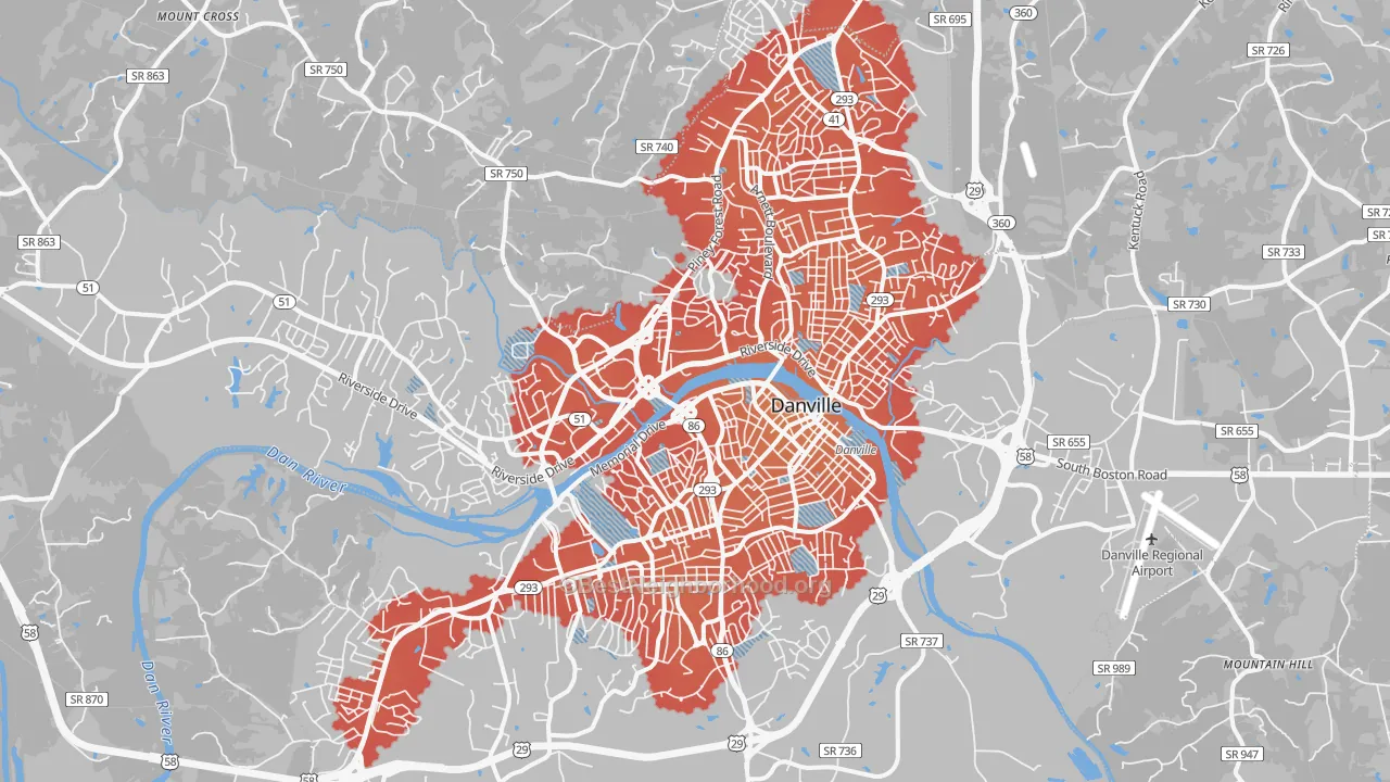 Transit Grade map of Danville City, VA