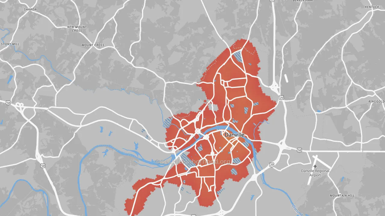 Transit Grade map of Danville, VA