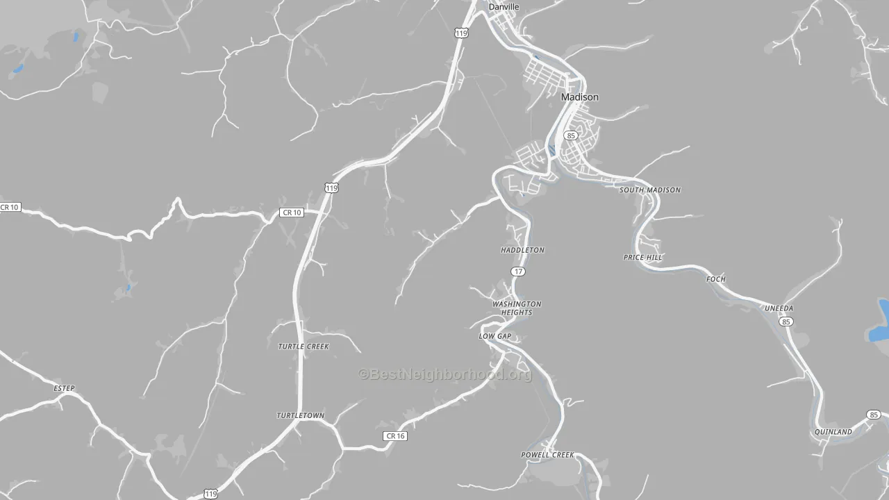 Transit Grade map of Danville, WV