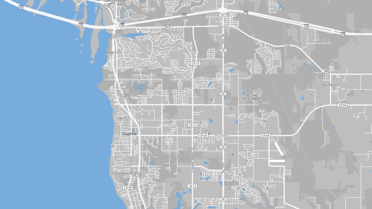 Transit Grade map of Daphne, AL