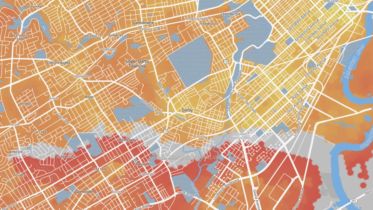 Transit Grade map of Darby, PA