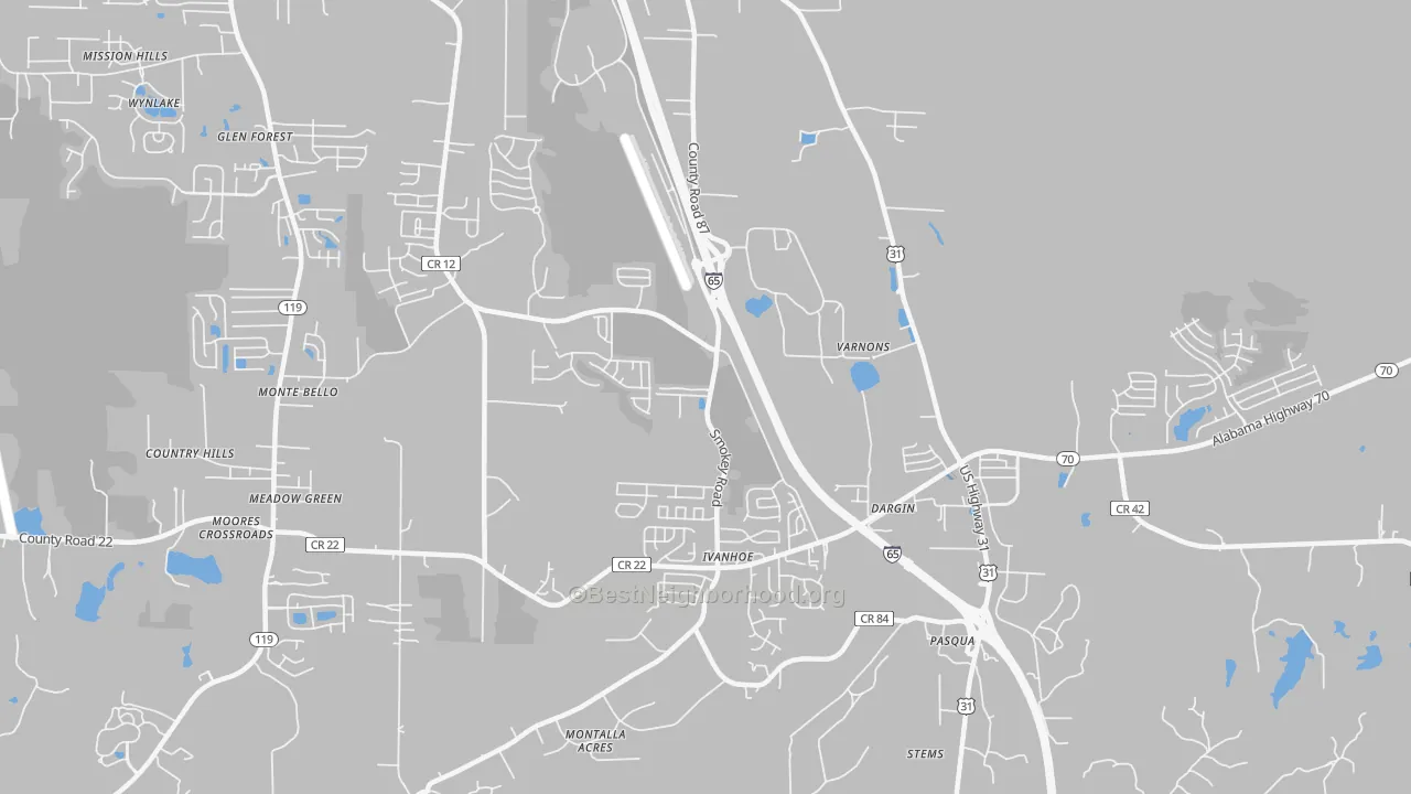 Transit Grade map of Dargin, AL