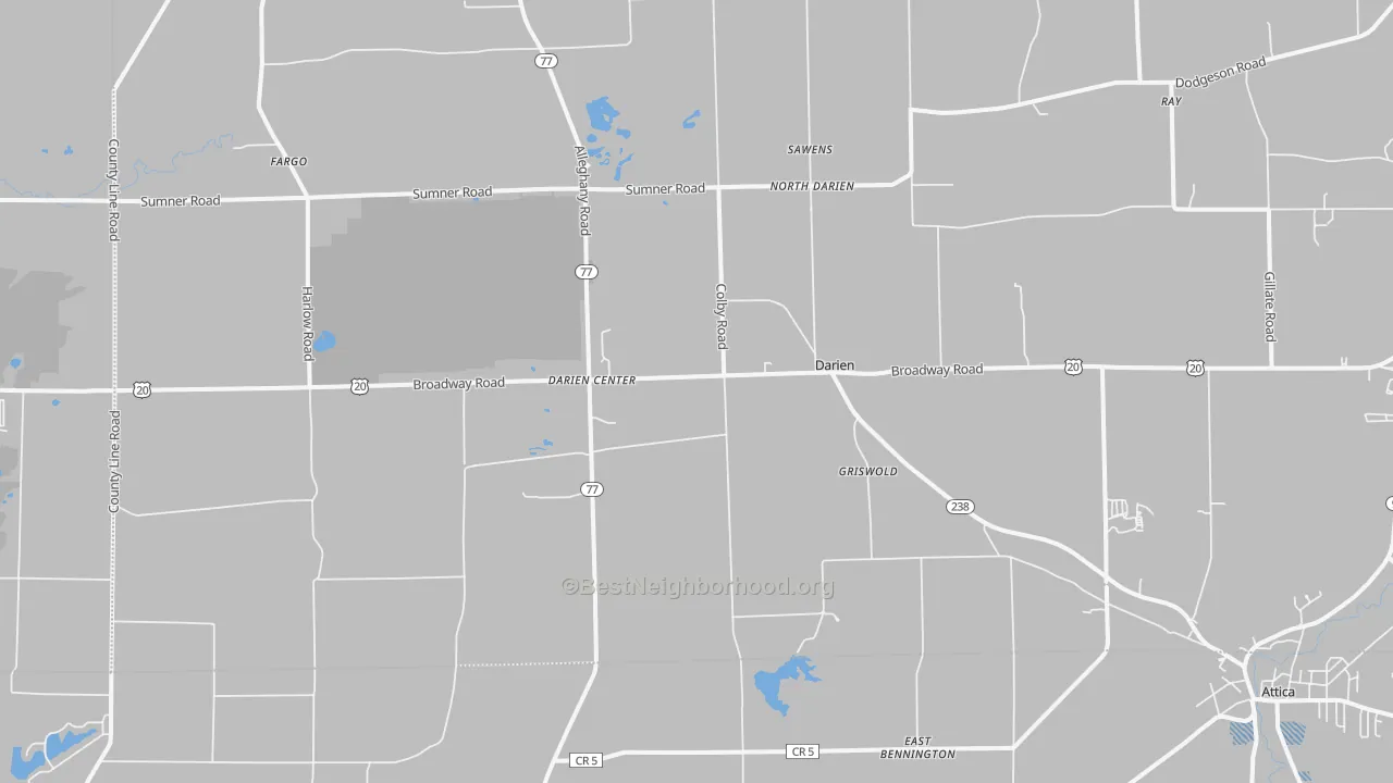 Transit Grade map of Darien Center, NY