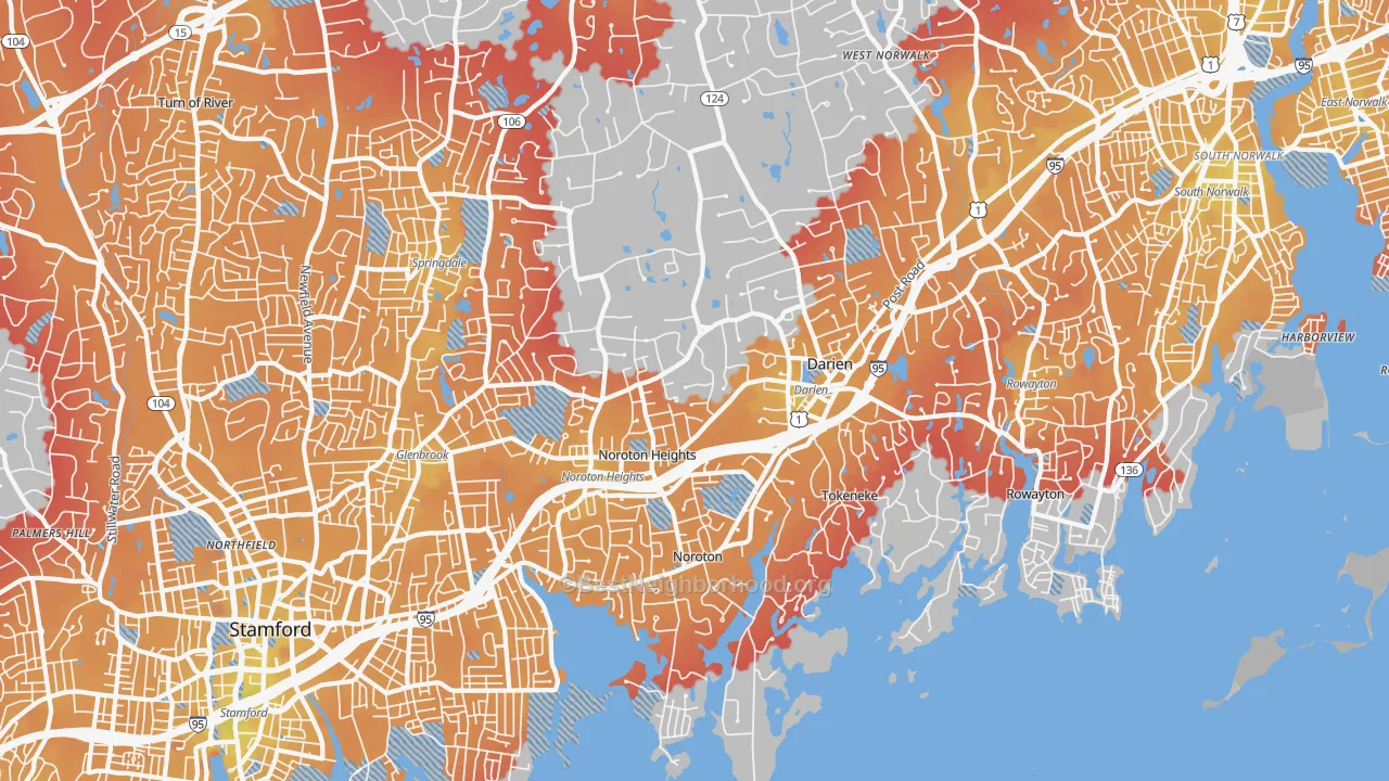 Transit Grade map of Darien, CT