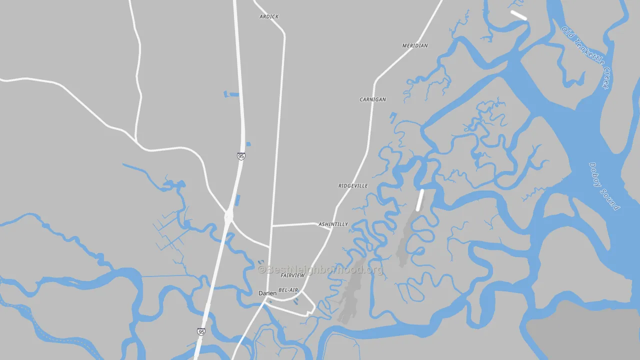 Transit Grade map of Darien, GA