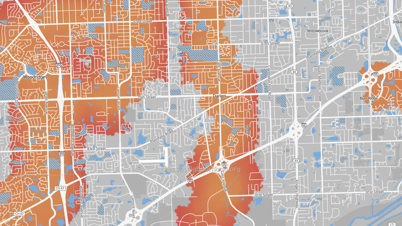 Transit Grade map of Darien, IL