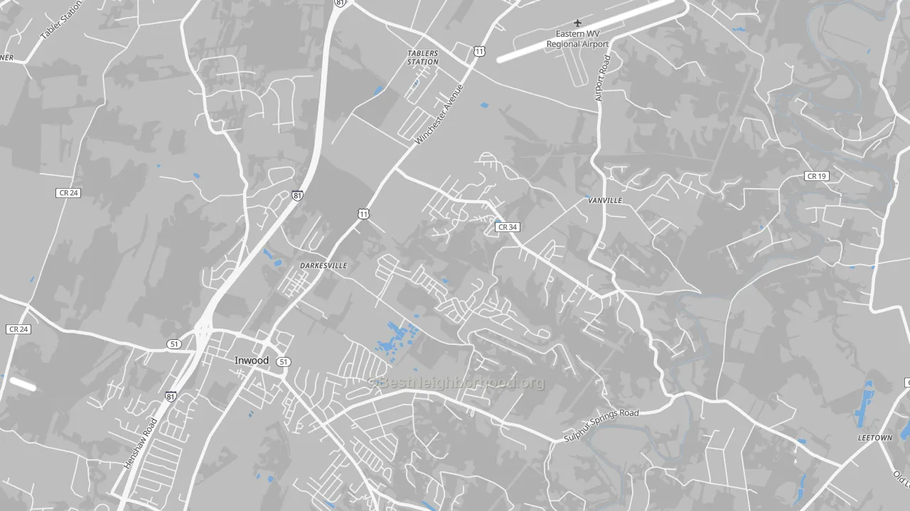 Transit Grade map of Darkesville, Inwood, WV