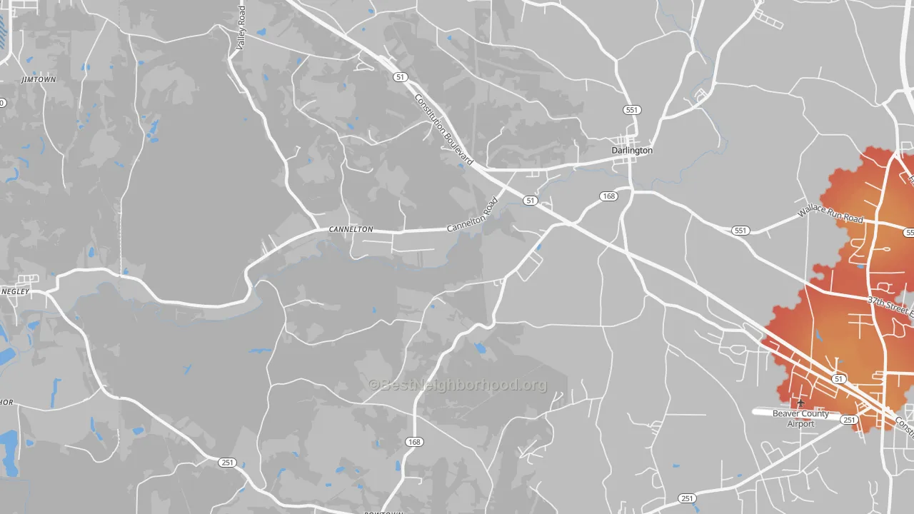 Transit Grade map of Darlington, PA