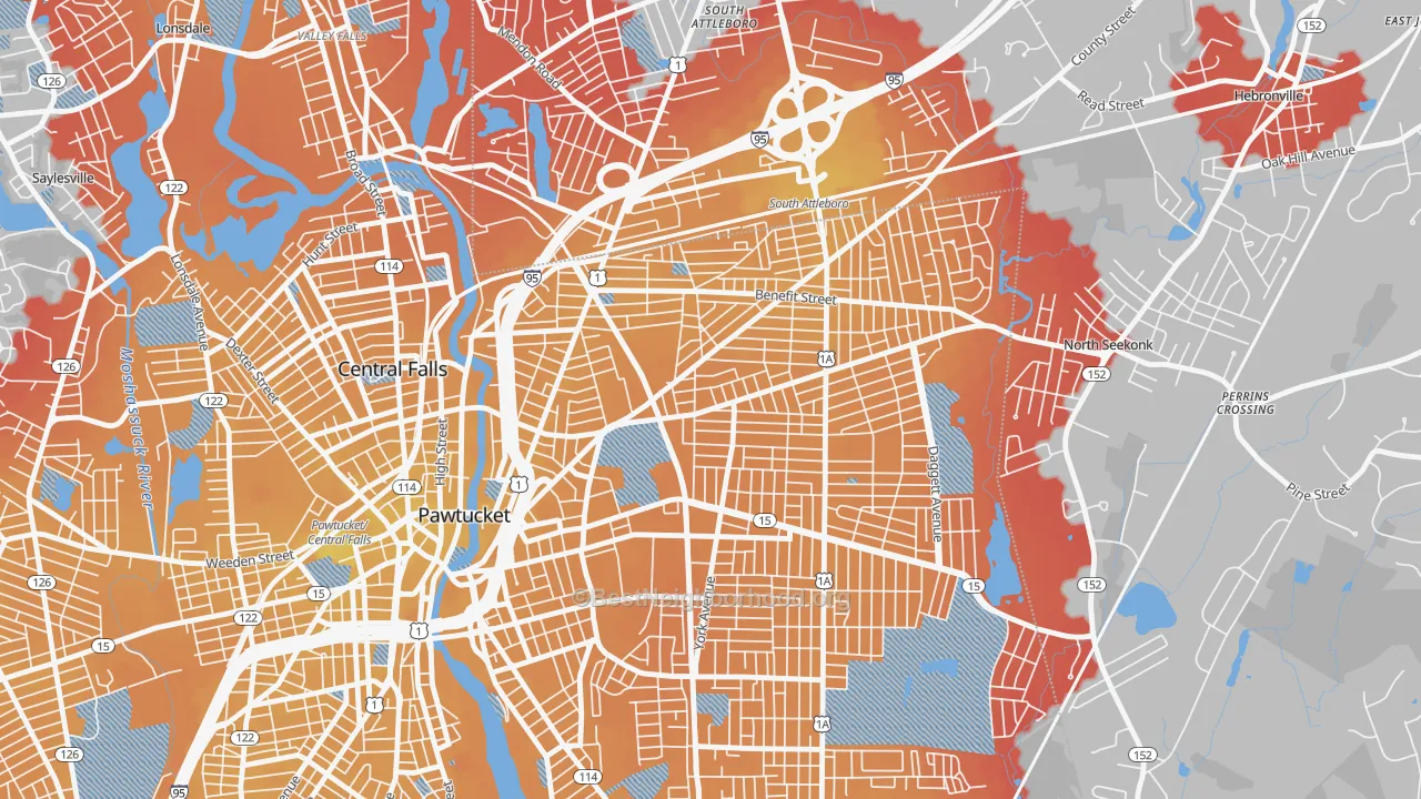 Transit Grade map of Darlington, Pawtucket, RI