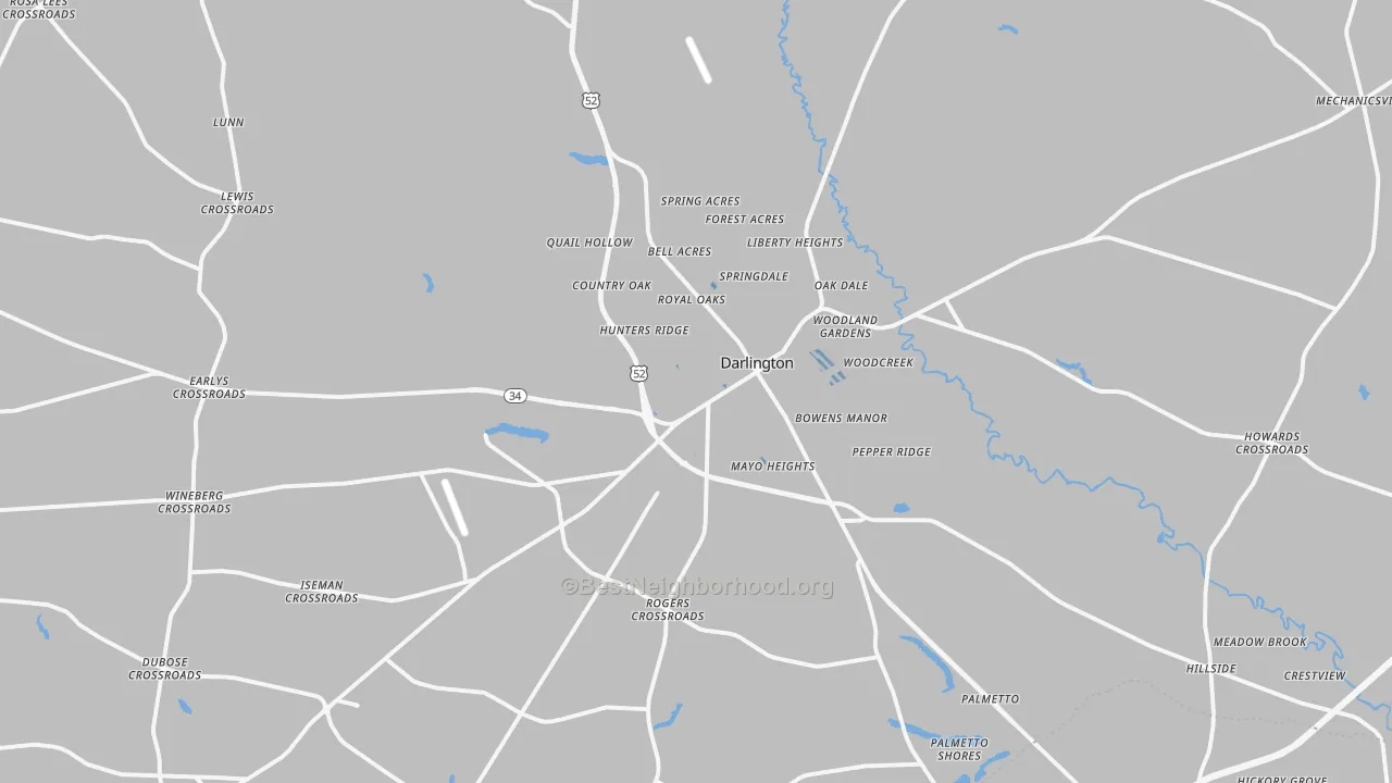 Transit Grade map of Darlington, SC