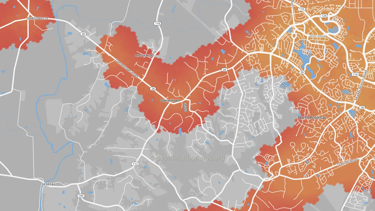 Transit Grade map of Darnestown, Gaithersburg, MD