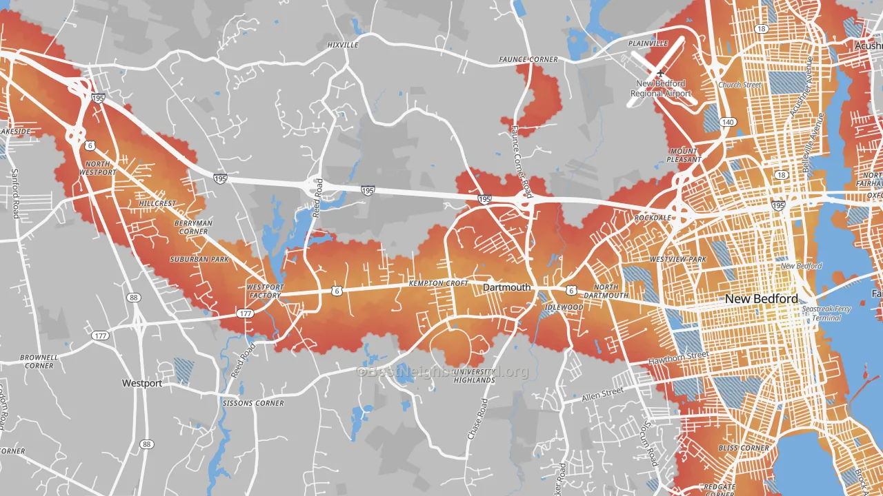 Transit Grade map of Dartmouth, MA