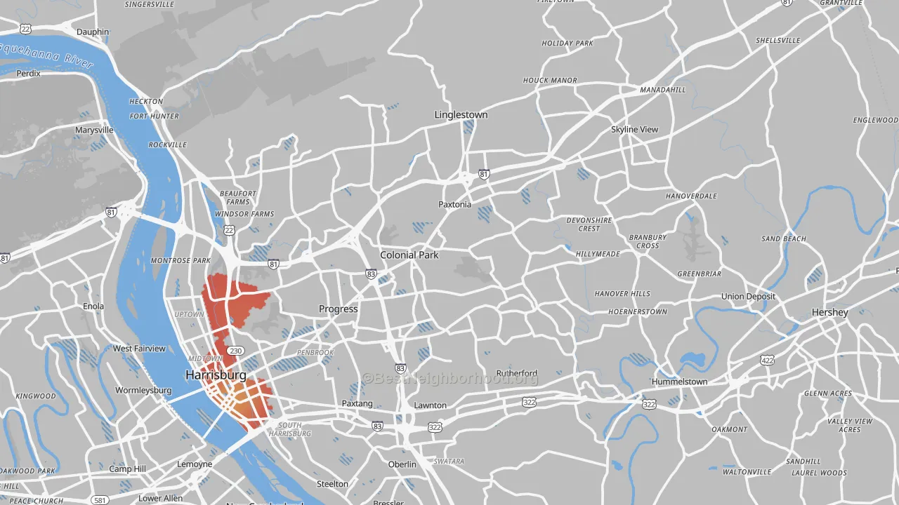 Transit Grade map of Dauphin County, PA