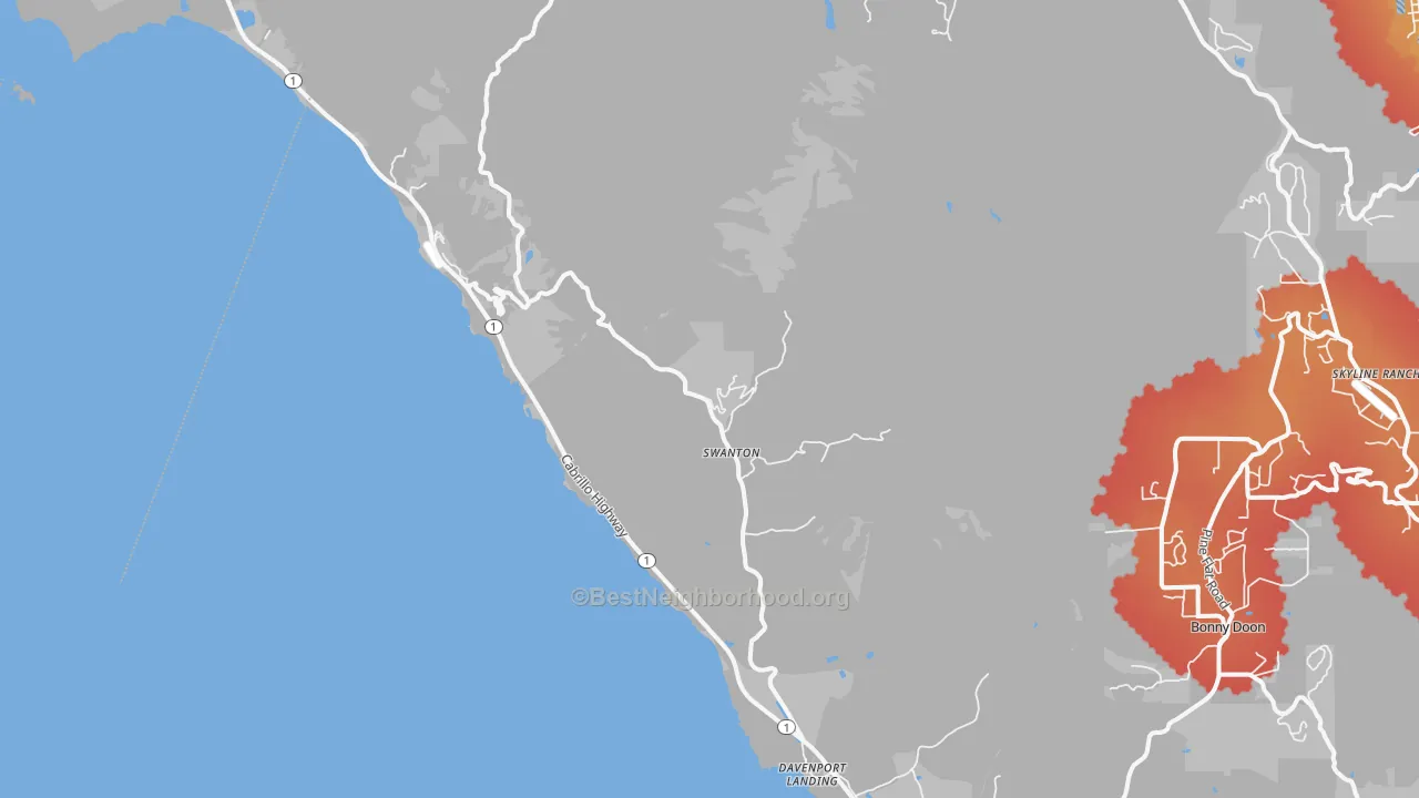Transit Grade map of Davenport, CA