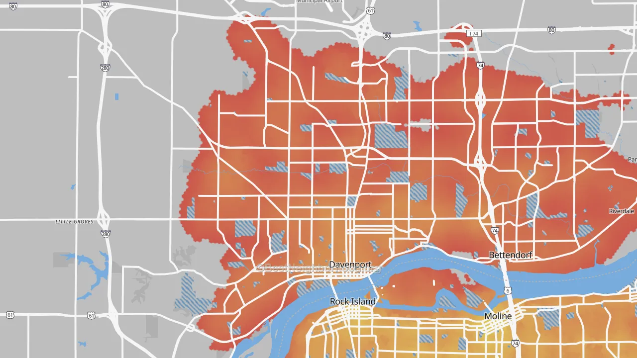 Transit Grade map of Davenport, IA