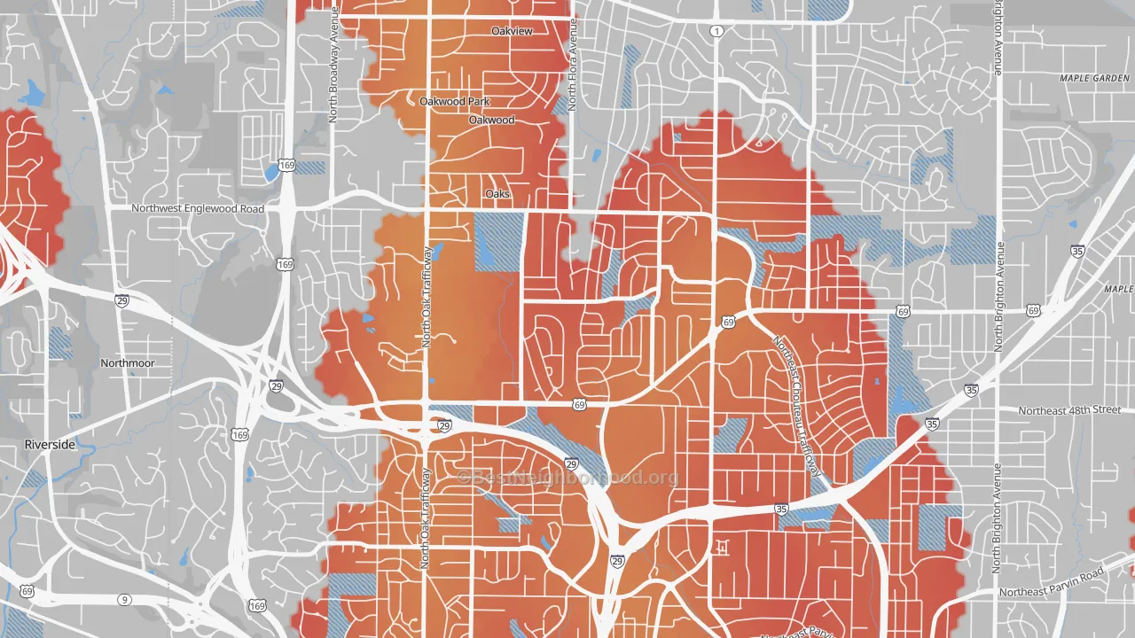 Transit Grade map of Davidson, Kansas City, MO