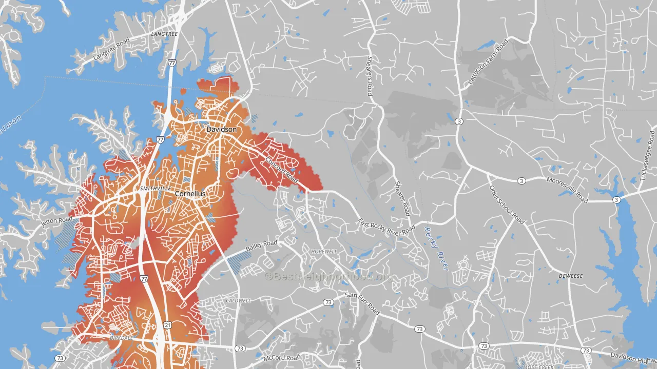 Transit Grade map of Davidson, NC