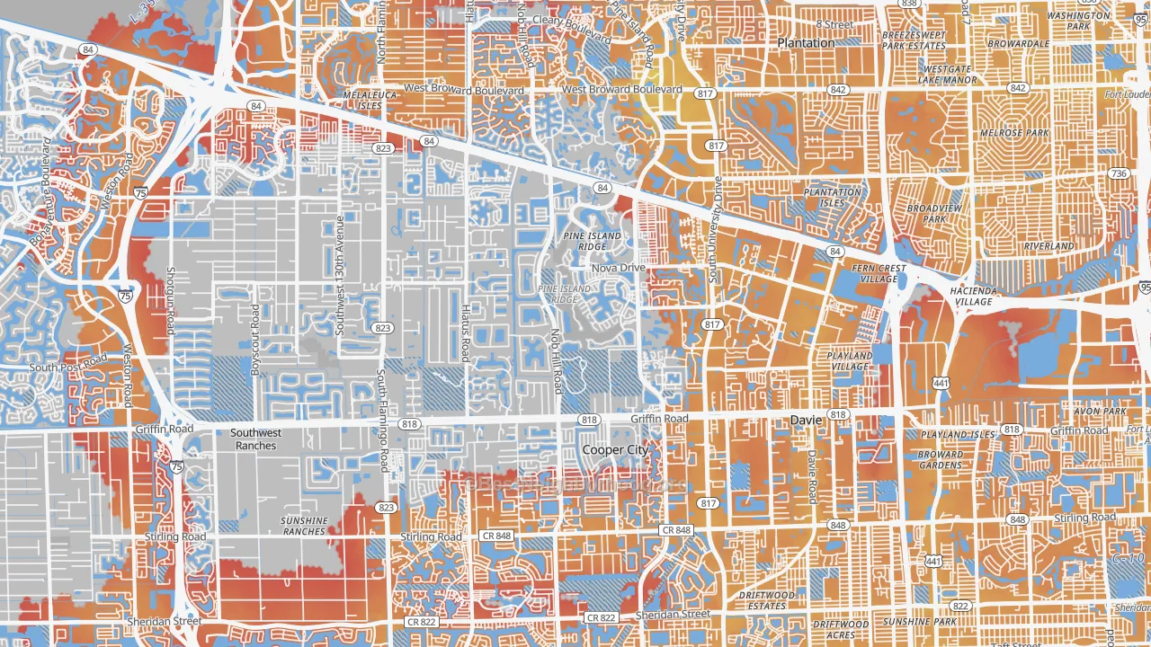 Transit Grade map of Davie, FL