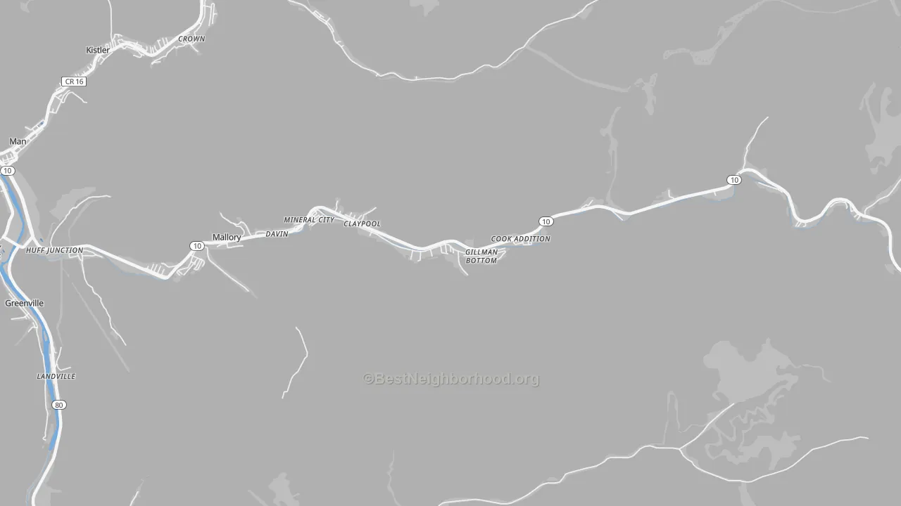 Transit Grade map of Davin, WV