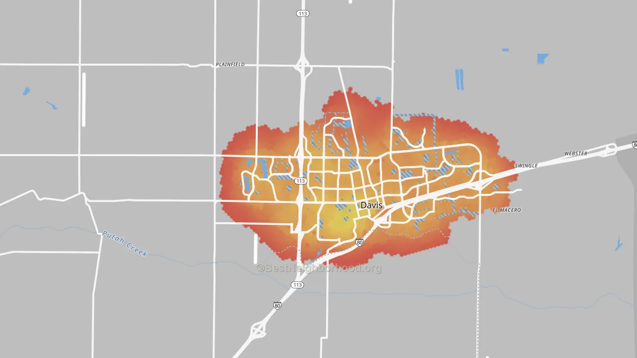 Transit Grade map of Davis, CA