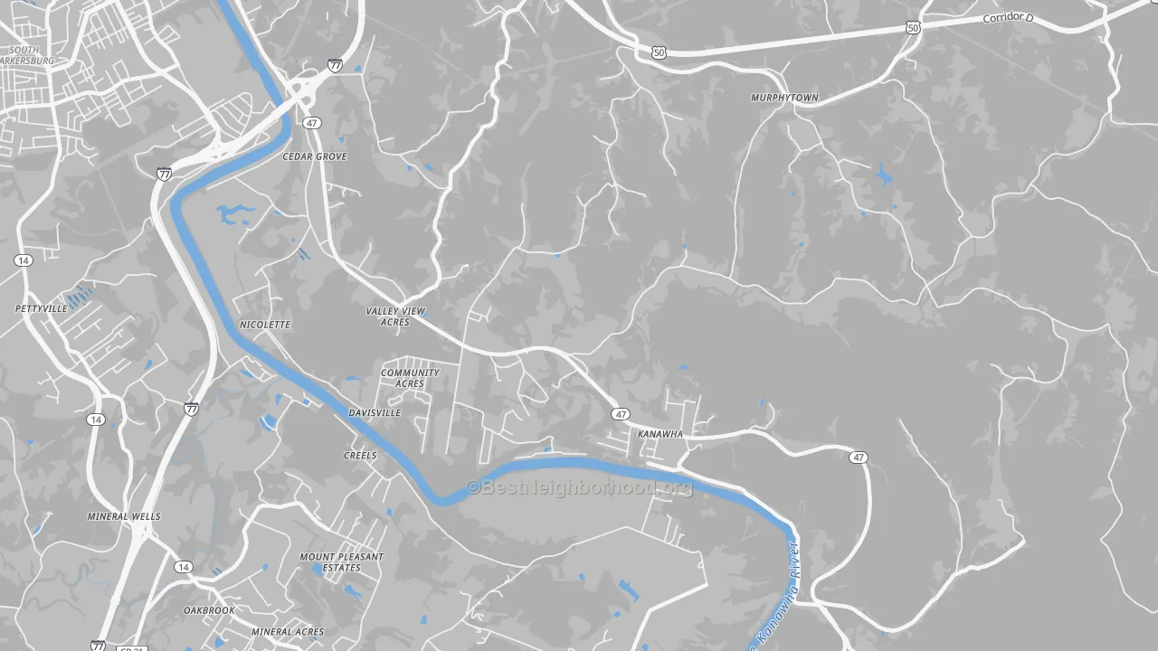 Transit Grade map of Davisville, WV