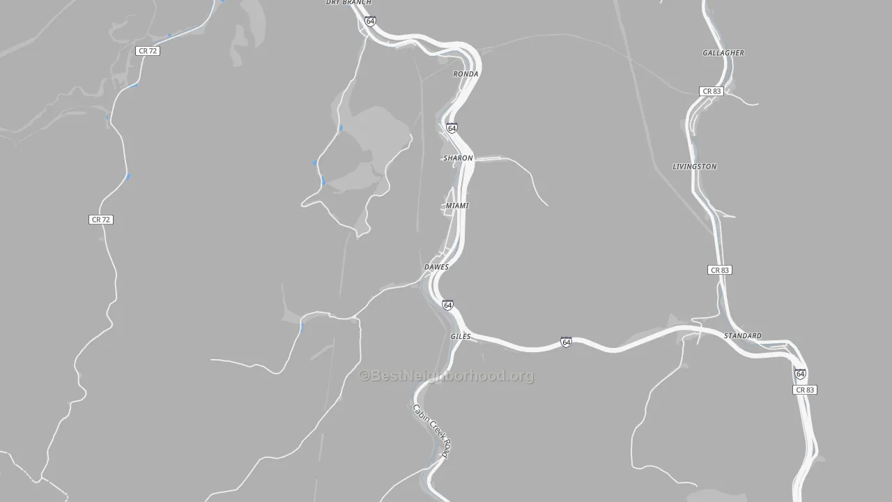 Transit Grade map of Dawes, WV