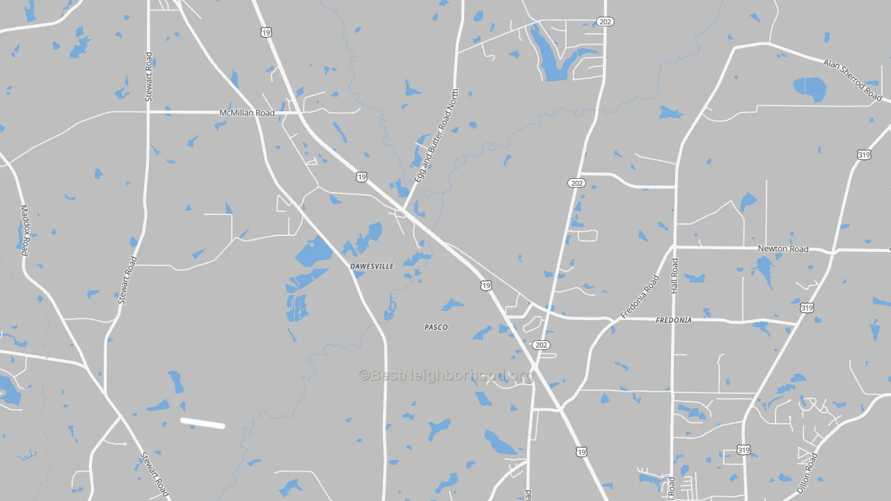 Transit Grade map of Dawesville, GA