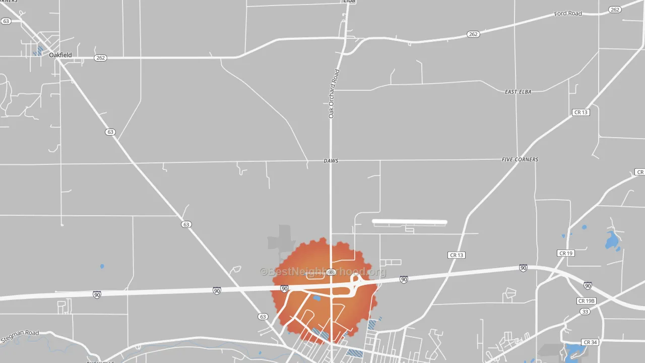Transit Grade map of Daws, NY