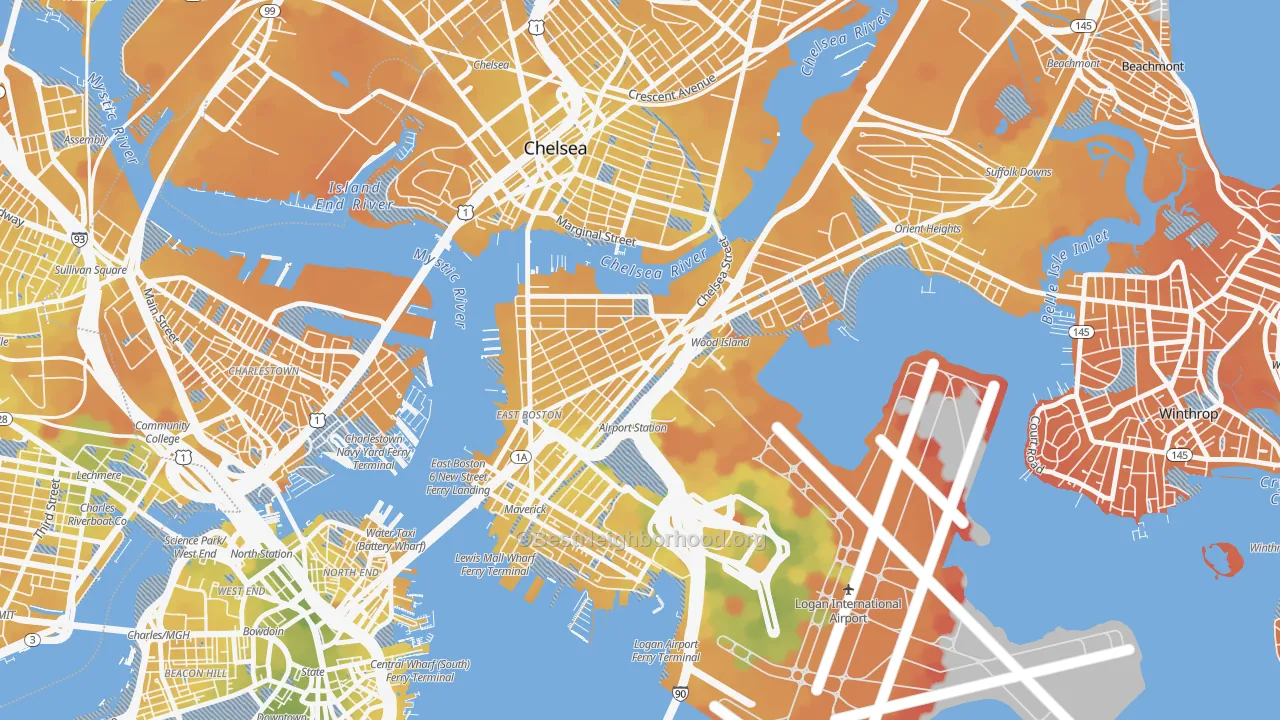 Transit Grade map of Day Square, Boston, MA