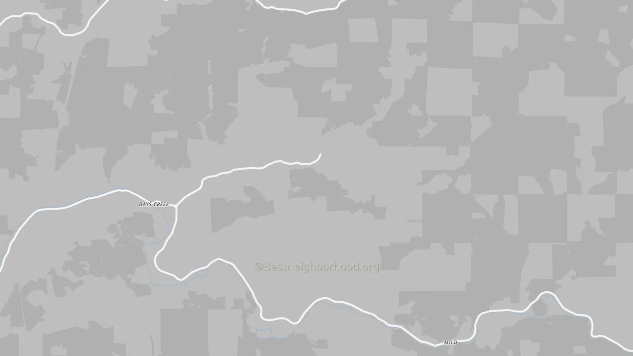 Transit Grade map of Days Creek, OR