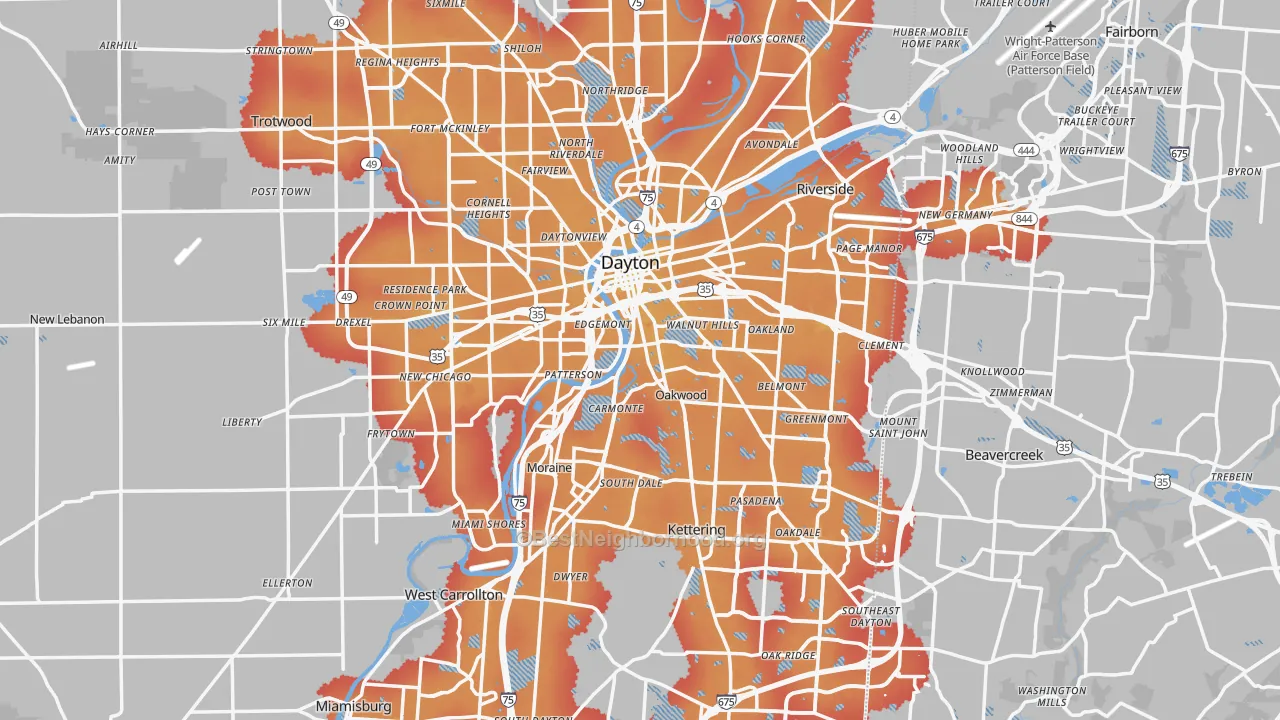Transit Grade map of Dayton, OH