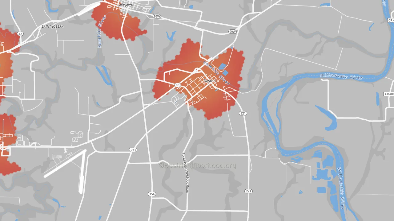 Transit Grade map of Dayton, OR