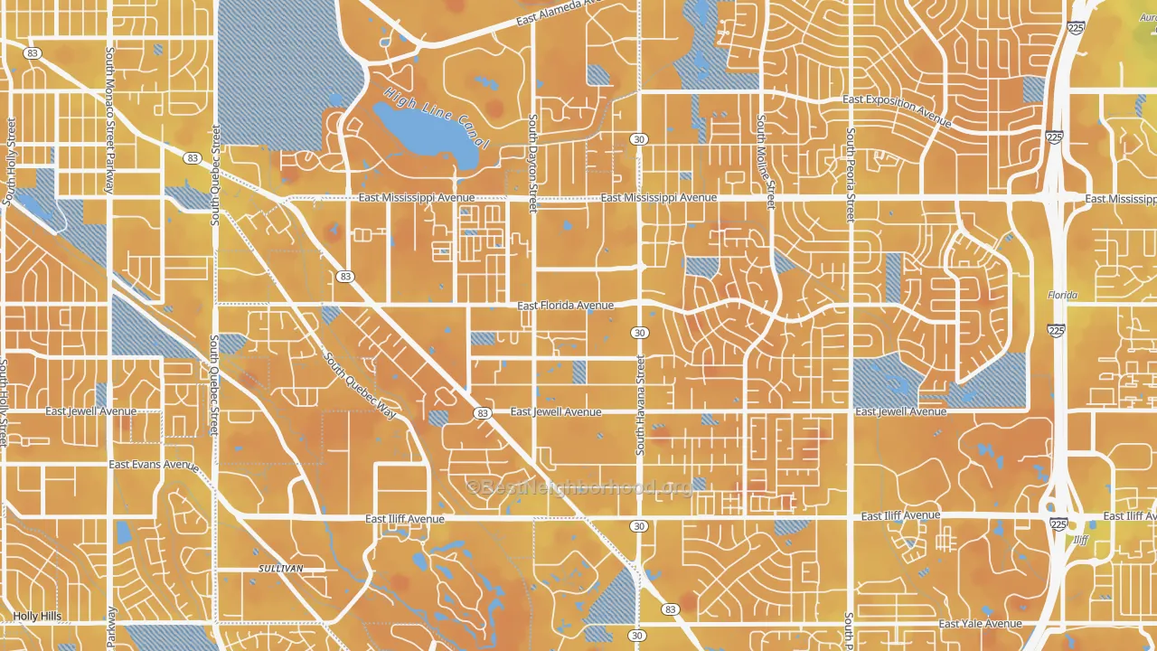 Transit Grade map of Dayton Triangle, Aurora, CO